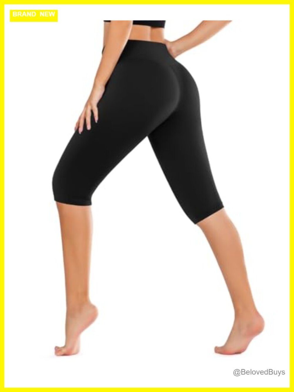 High Waisted Capri Leggings Knee Length Tummy Control Yoga Pants